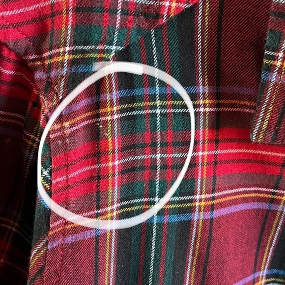 Beach Lunch Lounge Red Plaid Button Up Long Sleeve Peplum Flannel Shirt Size M - Picture 5 of 7